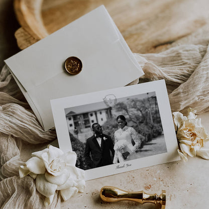 Wedding Crest Thank You Photo Card Template - Grace
