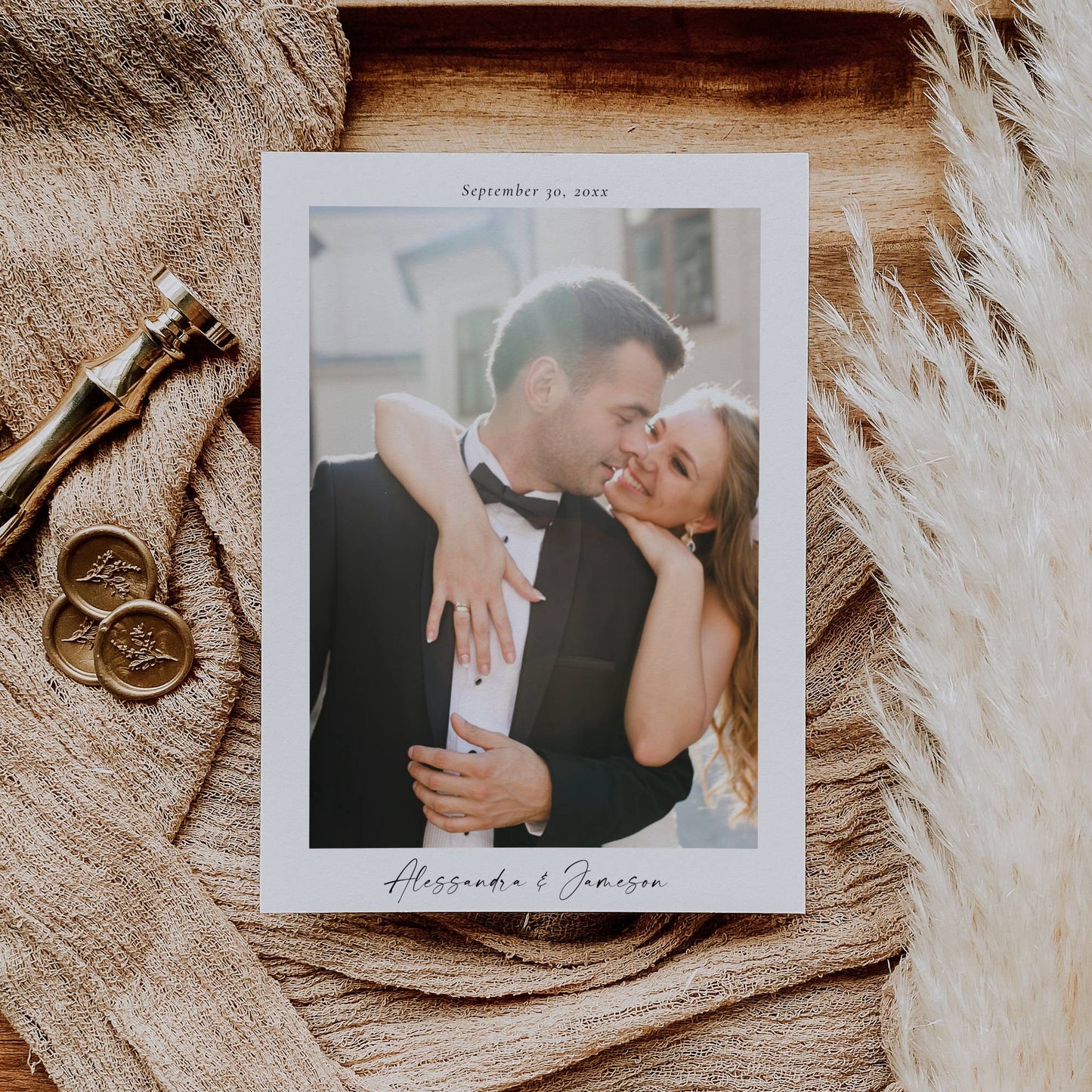 Elegant Wedding Invitation Suite Template with Photo - Alessandra