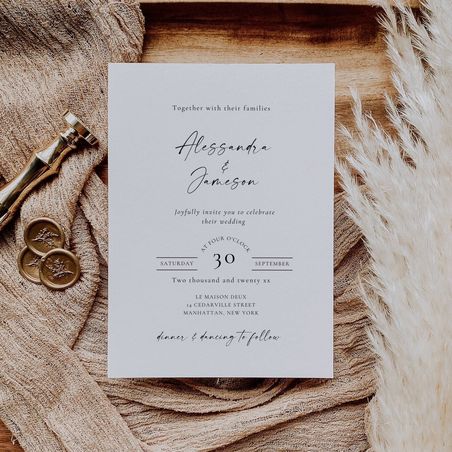 Elegant Wedding Invitation Suite Template with Photo - Alessandra
