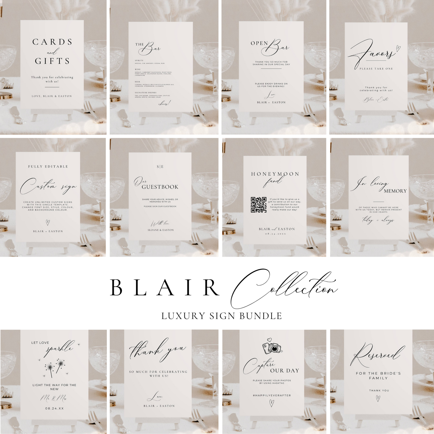 Luxury Wedding Reception Sign Bundle - Blair