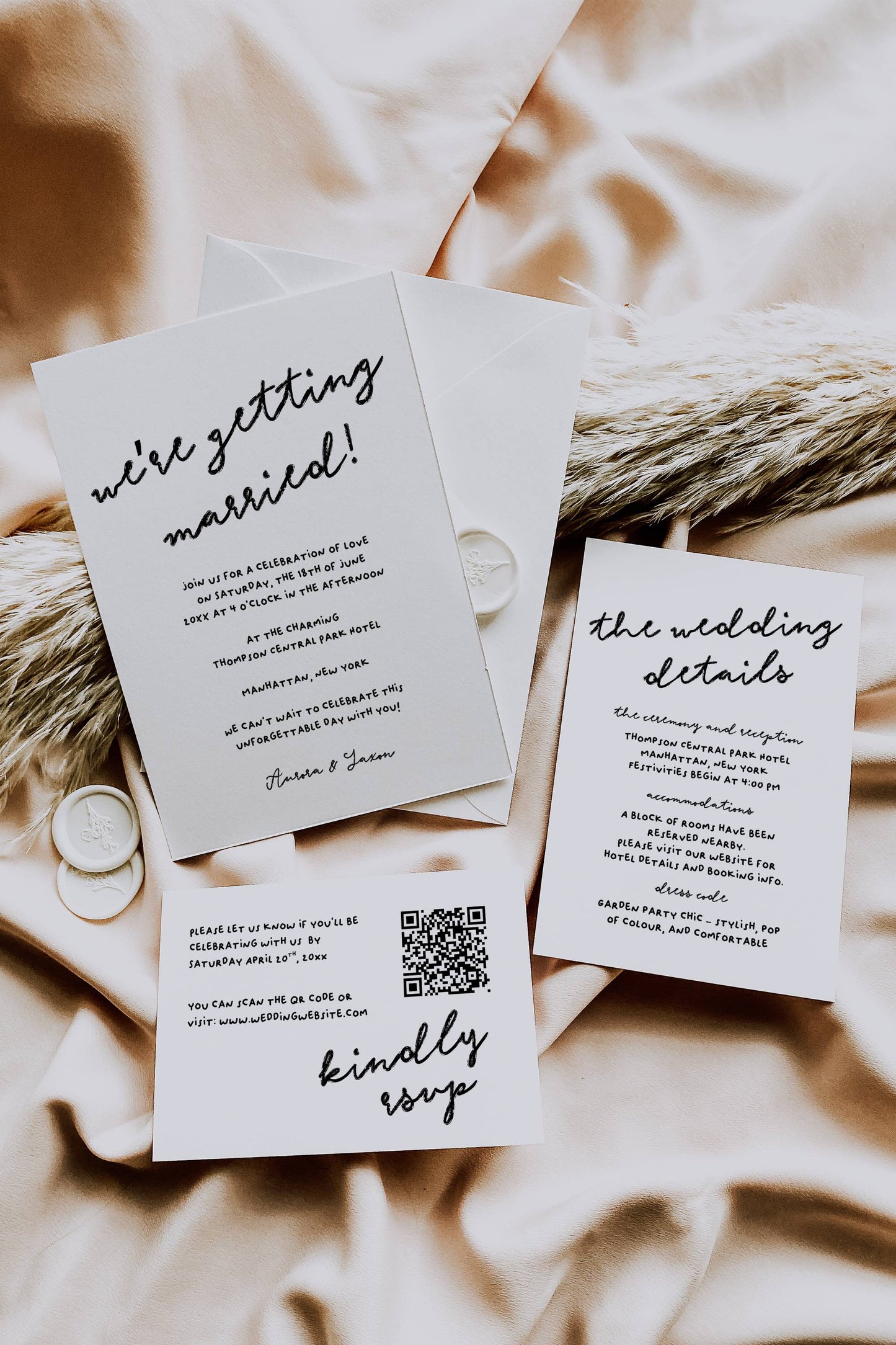 Handwritten Wedding Invitation Suite Template - Aurora