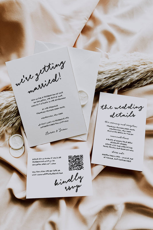 Handwritten Wedding Invitation Suite Template - Aurora