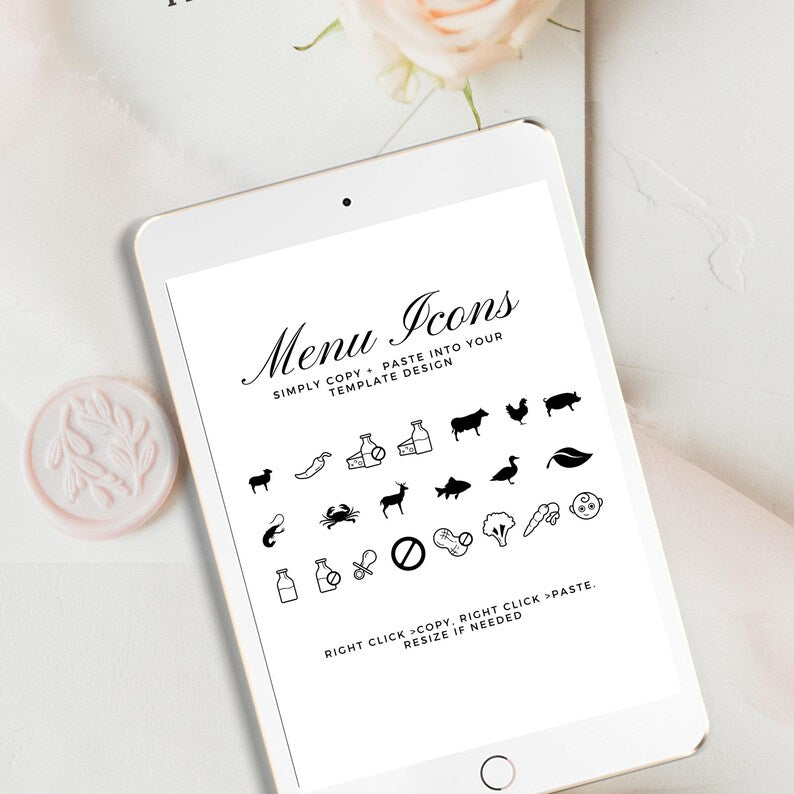 Meal icons included with template