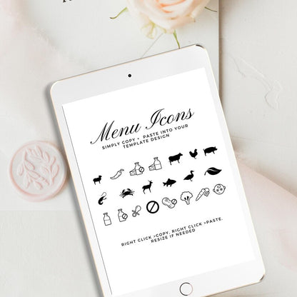 Meal icons included with template