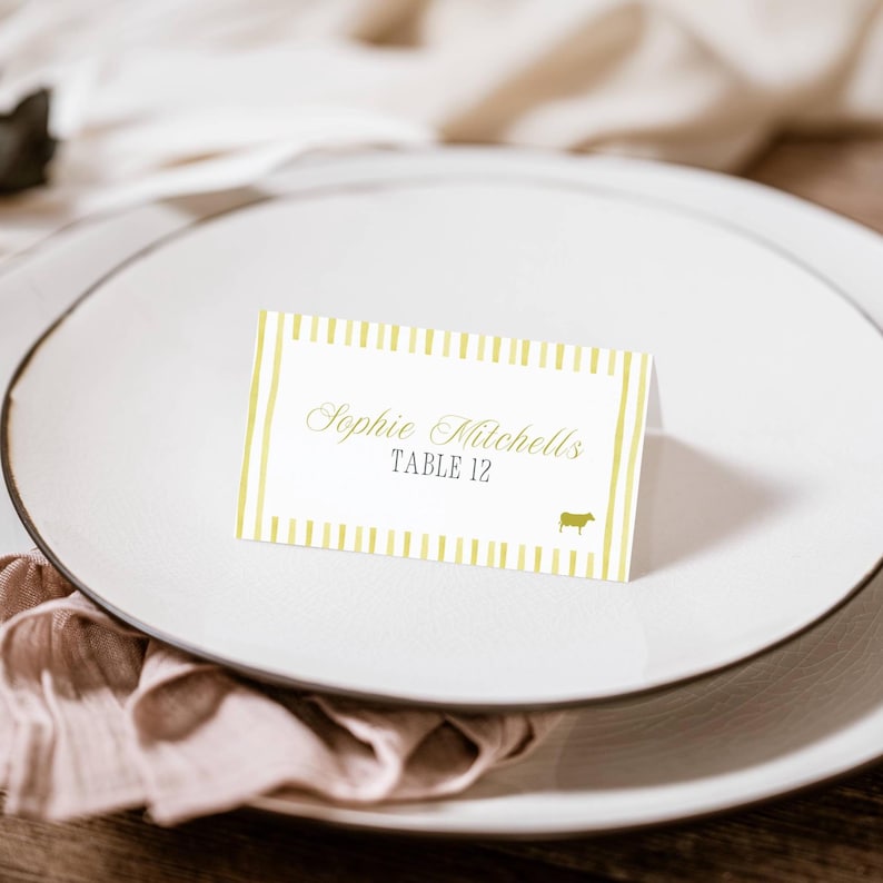 Island Citrus wedding place card styled shot