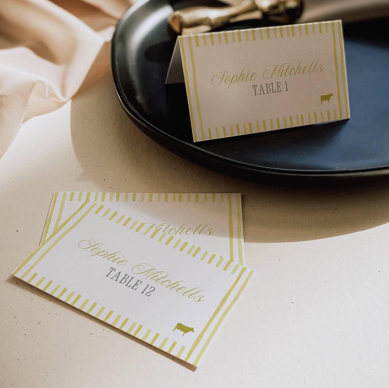 Island Citrus wedding place card styled shot