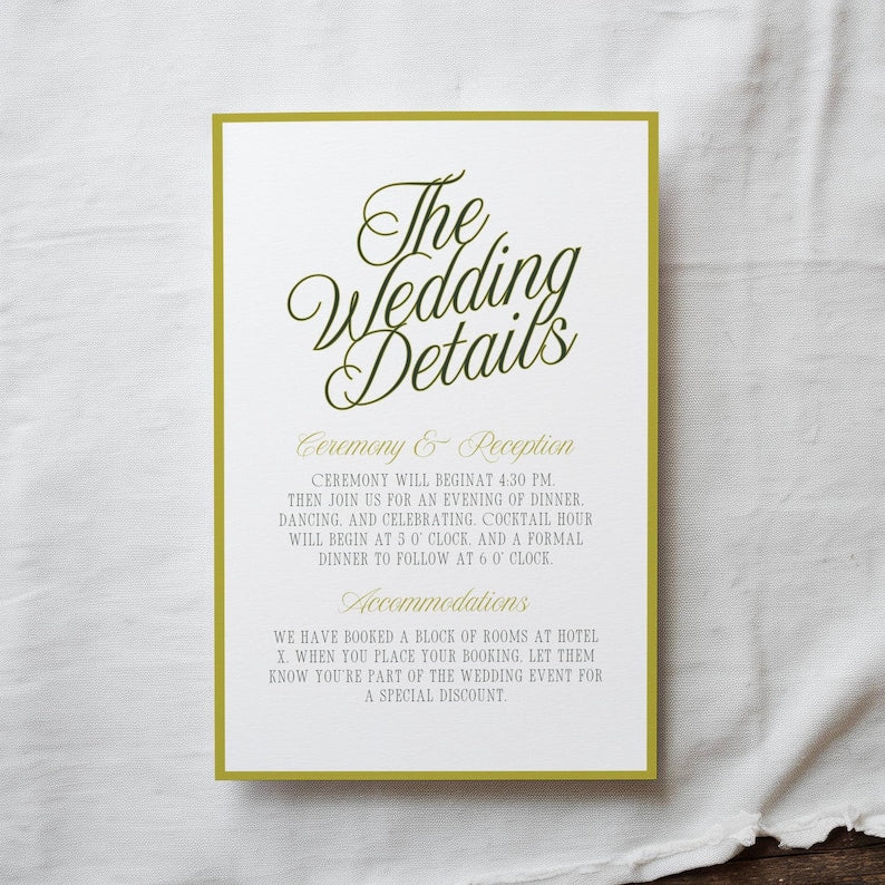 Island Citrus wedding invitation suite close-up detail