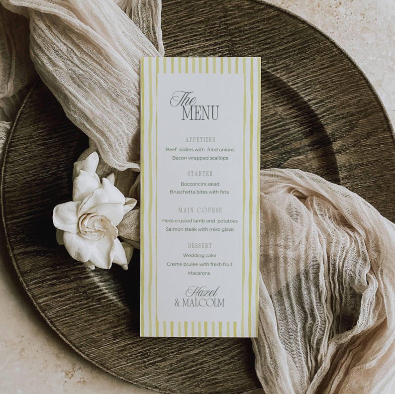 Island Citrus wedding menu bonus styled shot