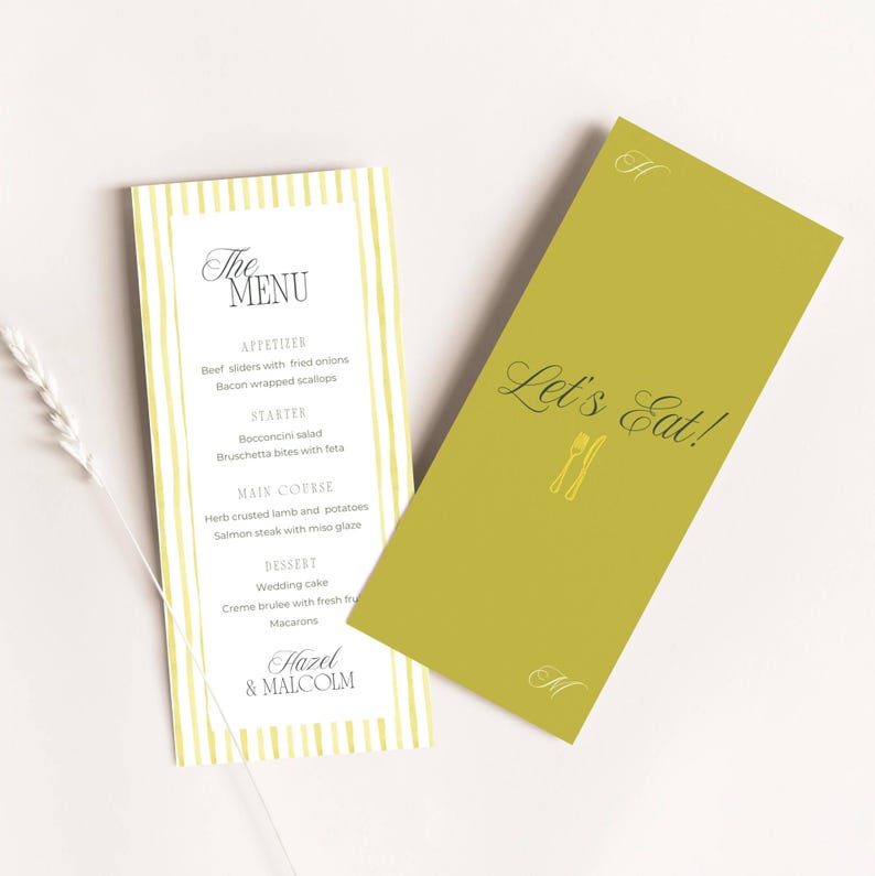 Island Citrus wedding menu template styled shot