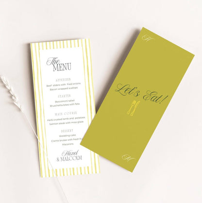 Island Citrus wedding menu template styled shot