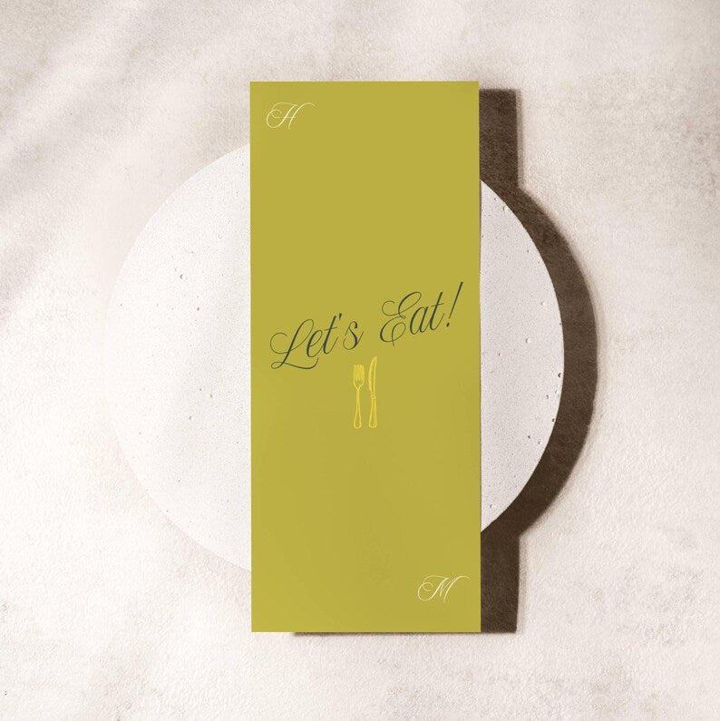 Island Citrus wedding menu bonus styled shot