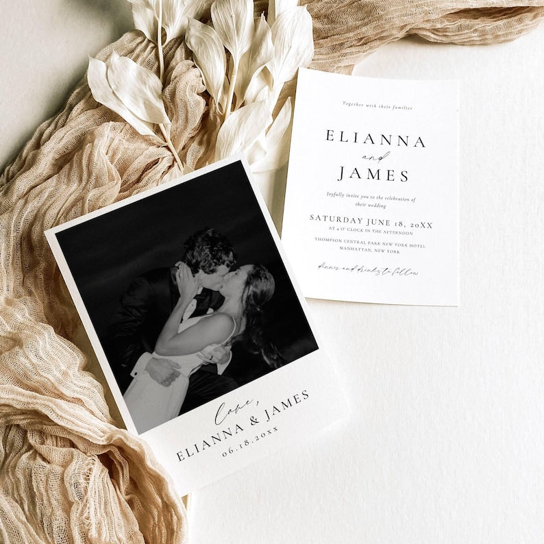 Modern minimalist wedding invitation suite - Elianna