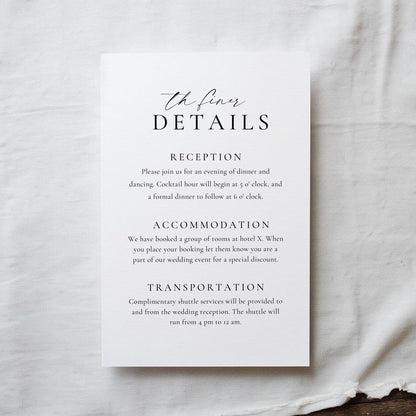 Wedding details card - Elianna wedding invitation suite