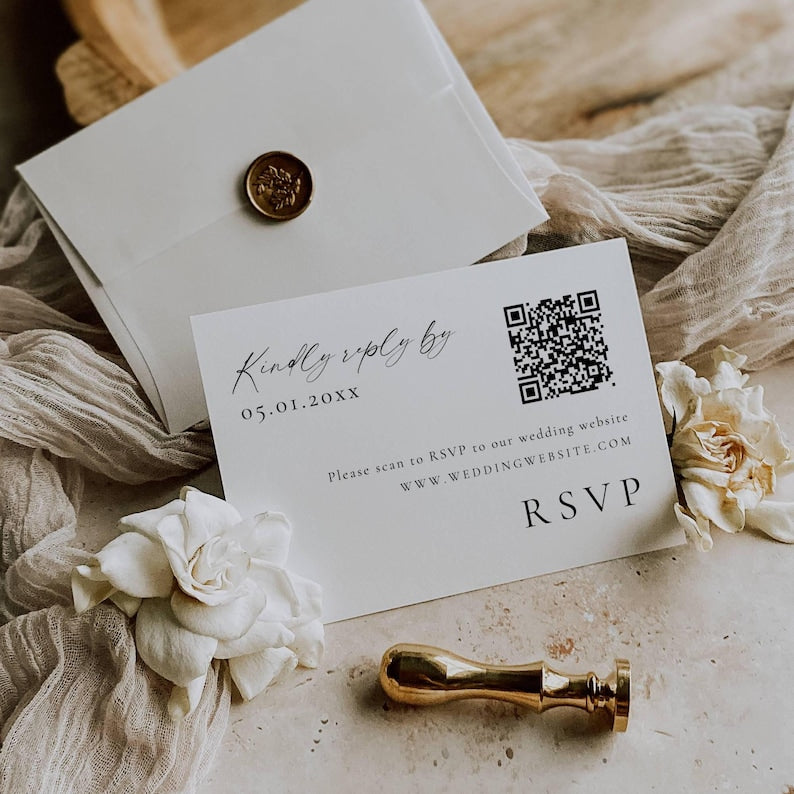 RSVP card with QR code - Elianna wedding invitation suite