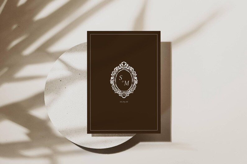 Old Money Espresso Wedding Rehearsal Invitation Template