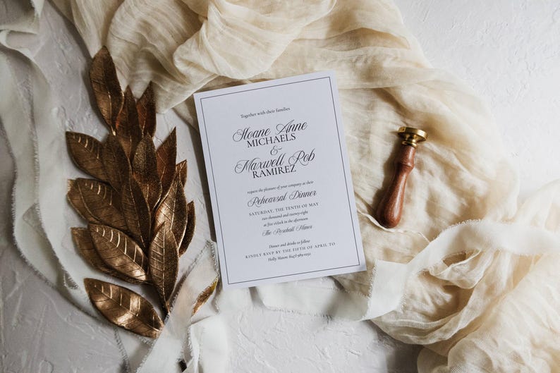 Espresso Monogram Wedding Rehearsal Invitation Template