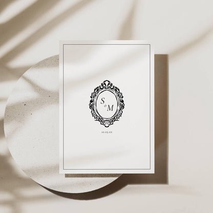 Espresso Monogram Wedding Rehearsal Invitation Template