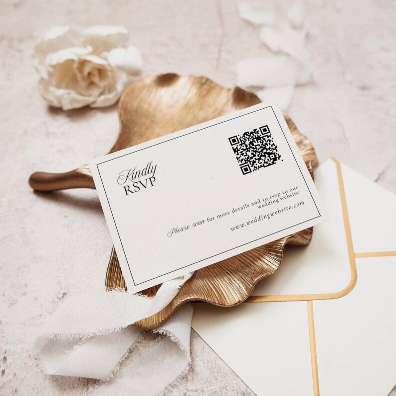 Editable template overview graphic showing all sizes included in the Old Money Wedding Stationery Bundle