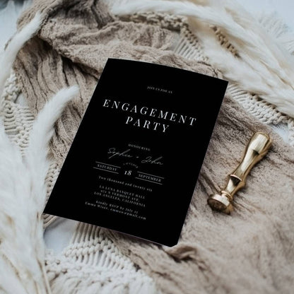 Black Engagement Party Invitation Template  -Arianna