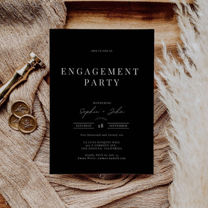 Black Engagement Party Invitation Template  -Arianna