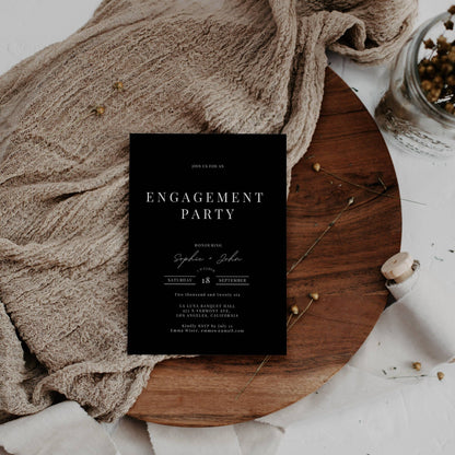 Black Engagement Party Invitation Template  -Arianna