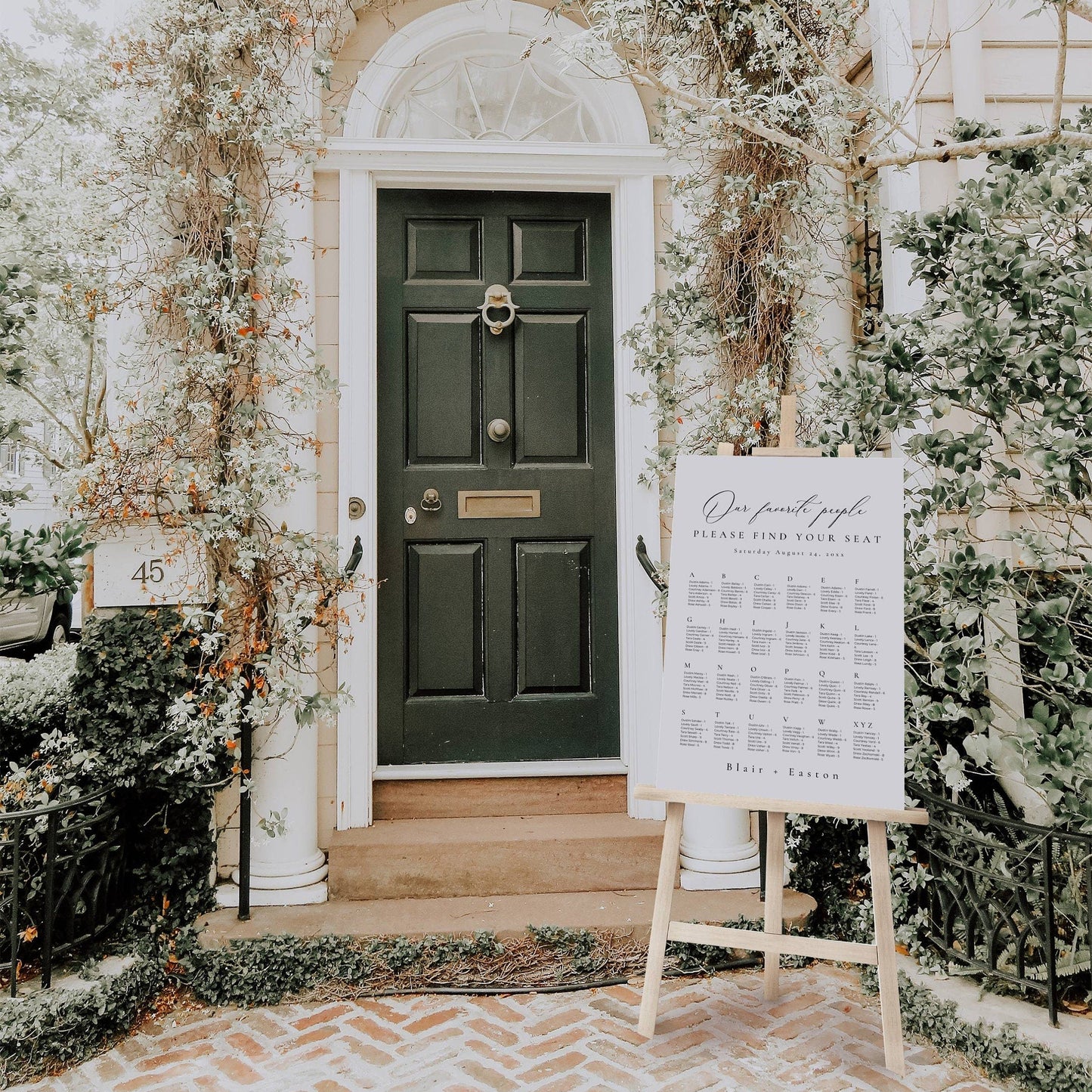 Alphabetical Wedding Seating Chart Template - Blair