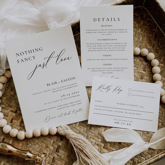 Intimate Wedding Invitation Suite Template -Blair