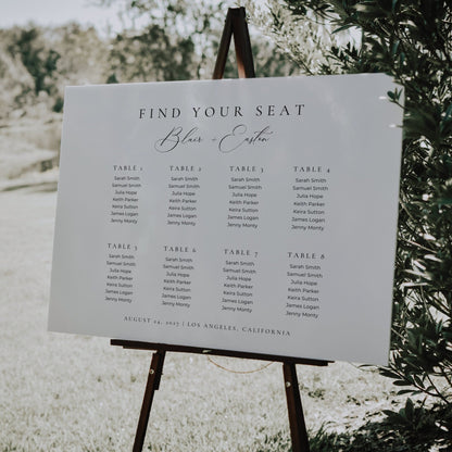 Small Wedding Seating Chart Template 8 Tables - Blair
