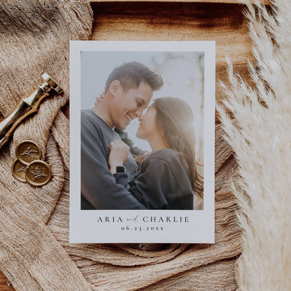 Wildflower Photo Wedding Save The Date Card Template 5x7" - Aria