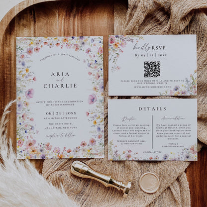 Small Wildflower Wedding Stationery & Reception Bundle - Aria