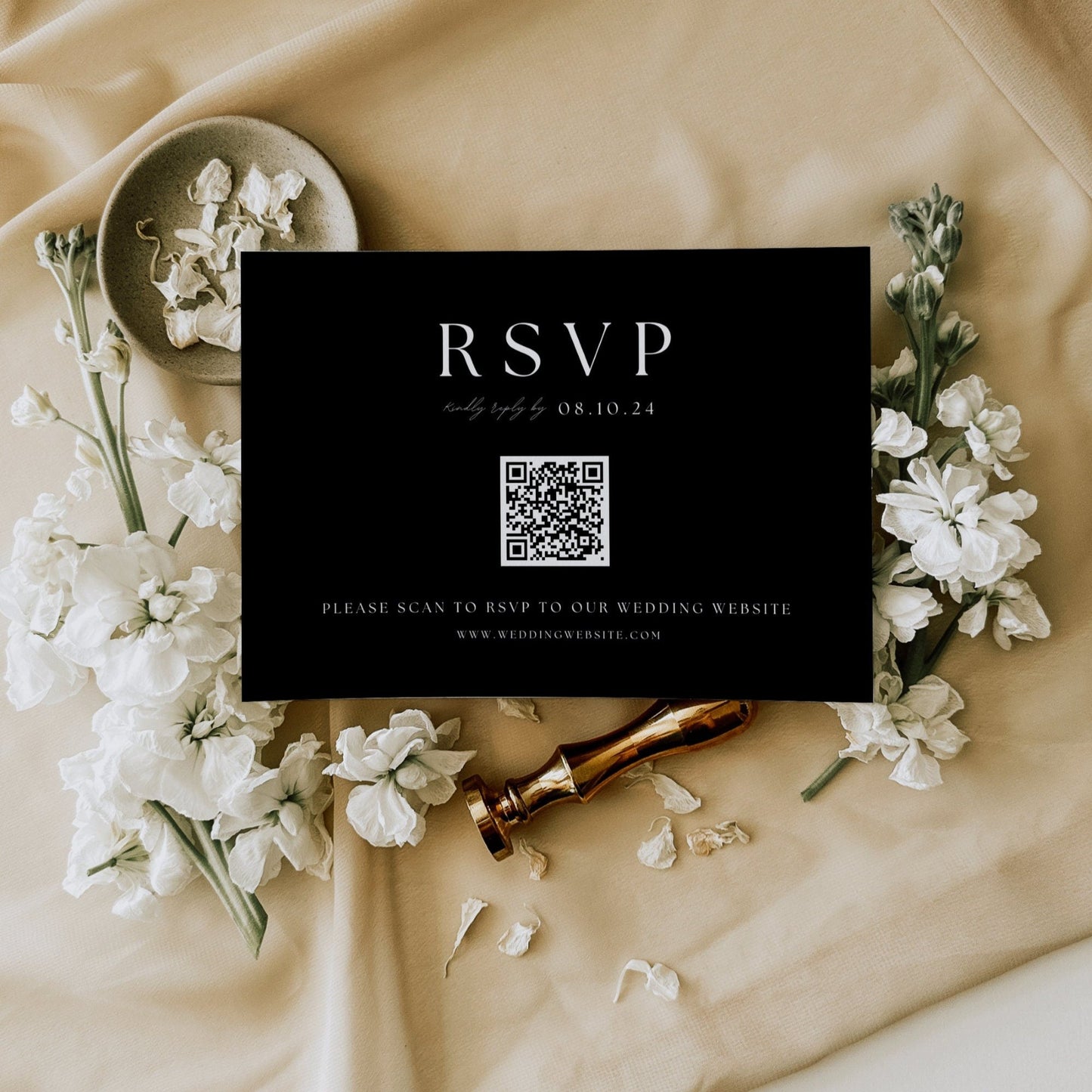 Black Wedding Invitation Suite Template - Arianna