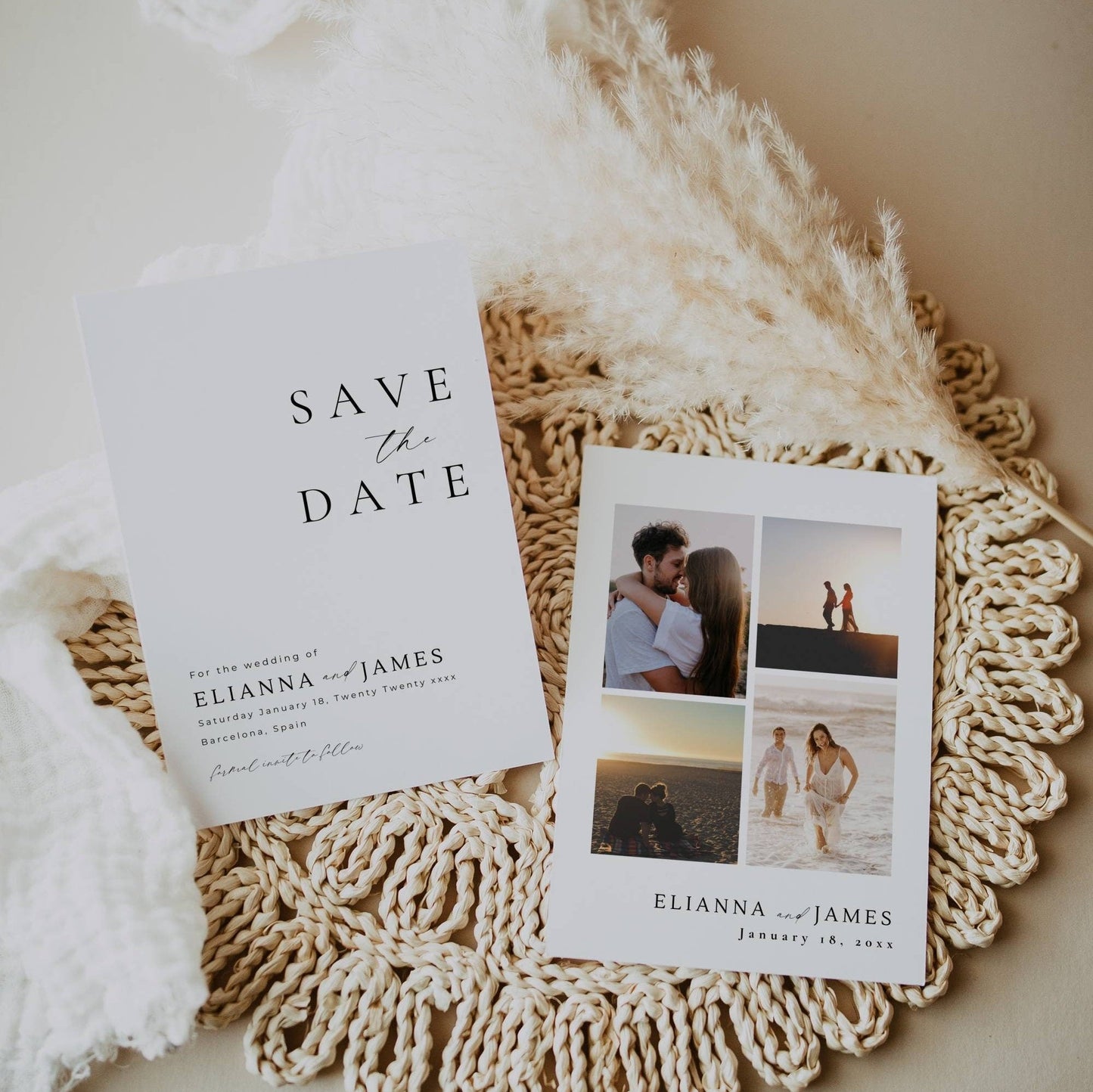 Wedding Save the Date Template Photo Collage -Elianna