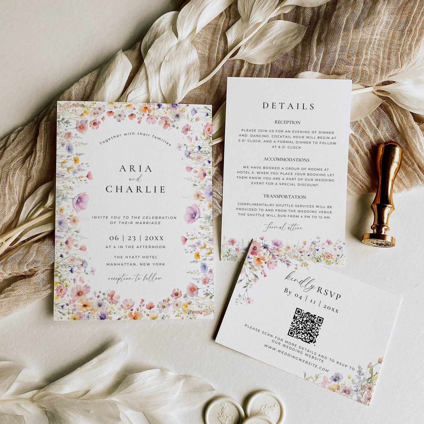 Large Wildflower Wedding Stationery & Reception Bundle -Aria