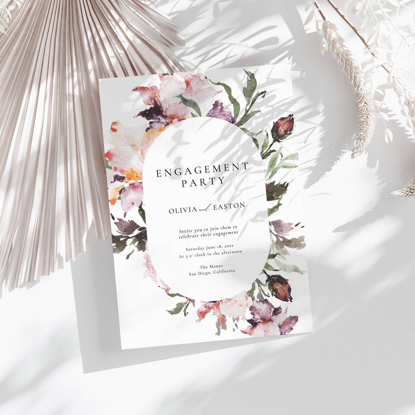 Floral Engagement Party Invitation Template - Olivia