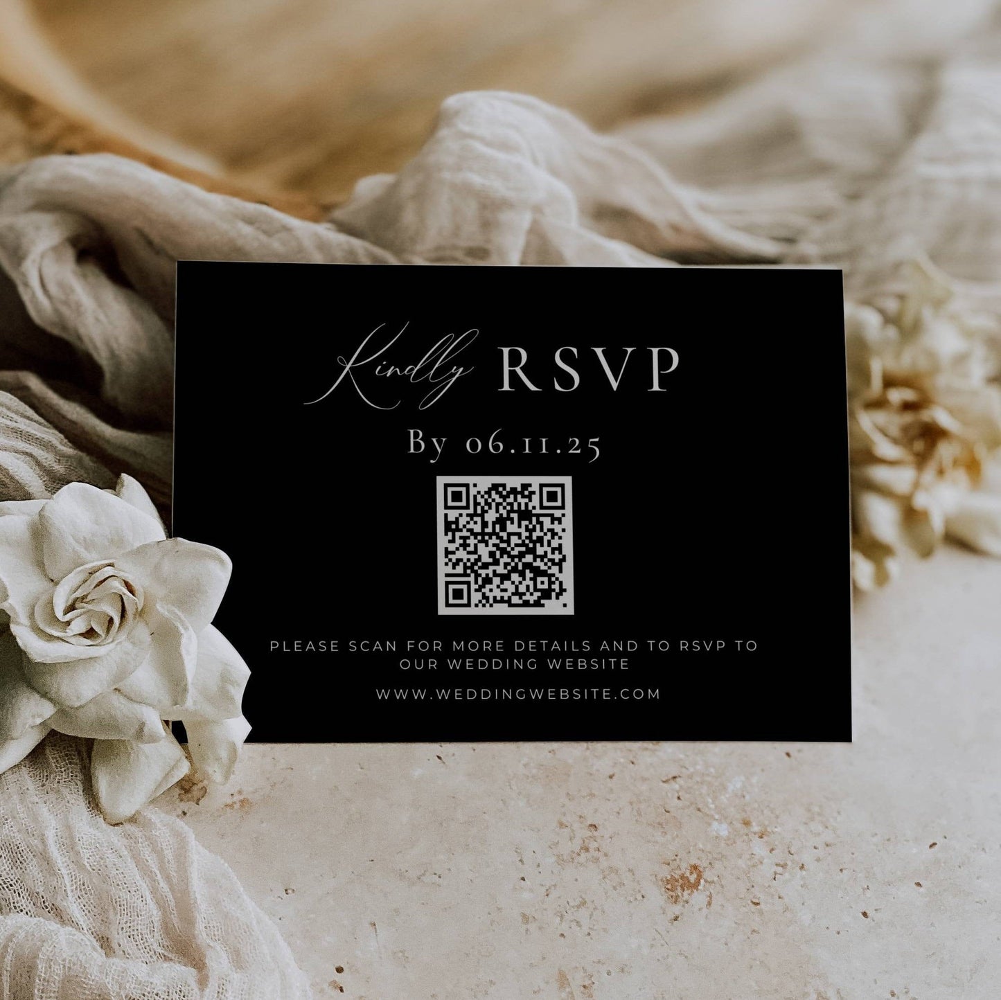 Black Wedding Invitation Suite Template