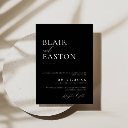 Black Wedding Invitation Suite Template