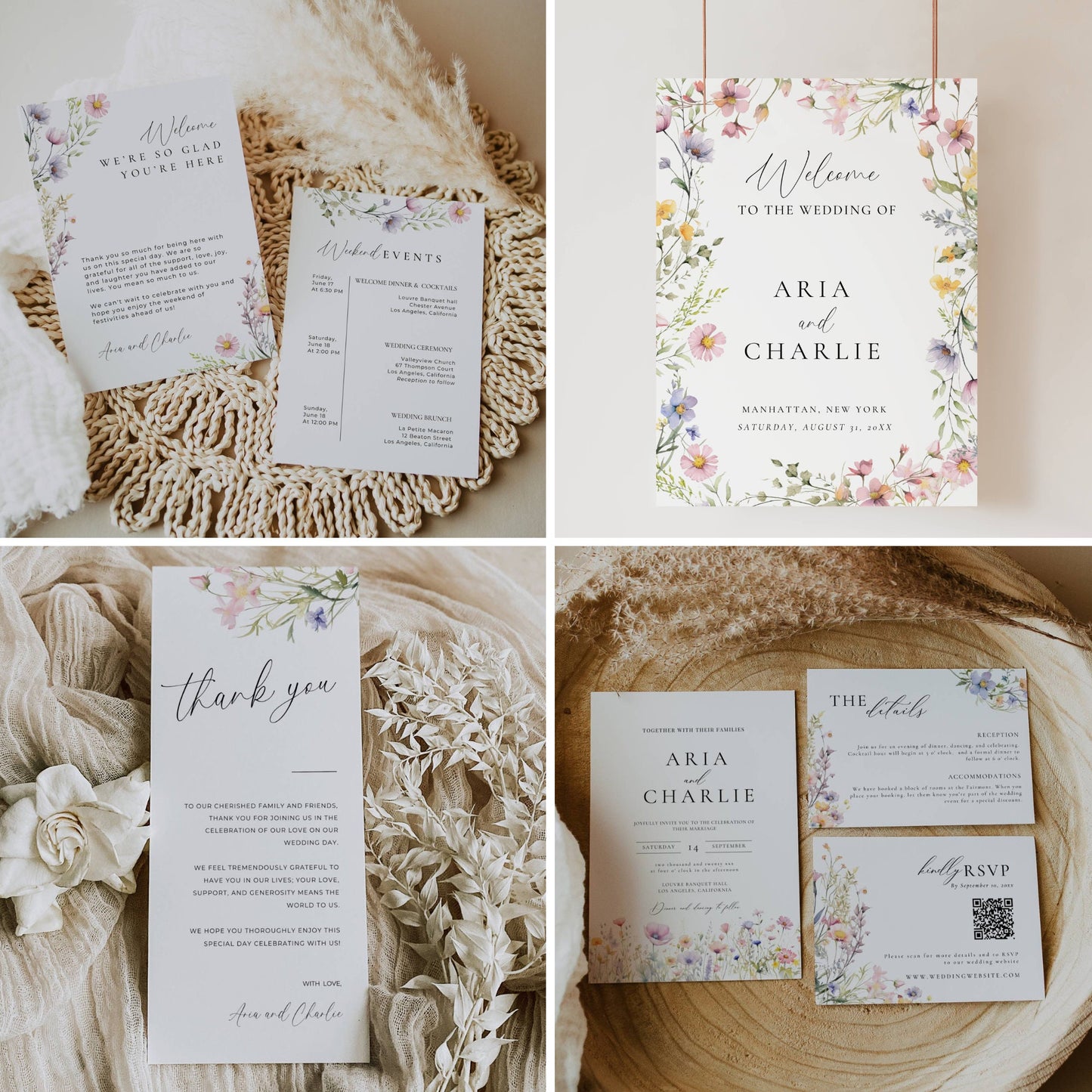 Ultimate Wildflower Wedding Stationery & Reception Bundle -Aria