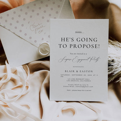 Surprise Engagement Proposal Invitation Template  -Blair