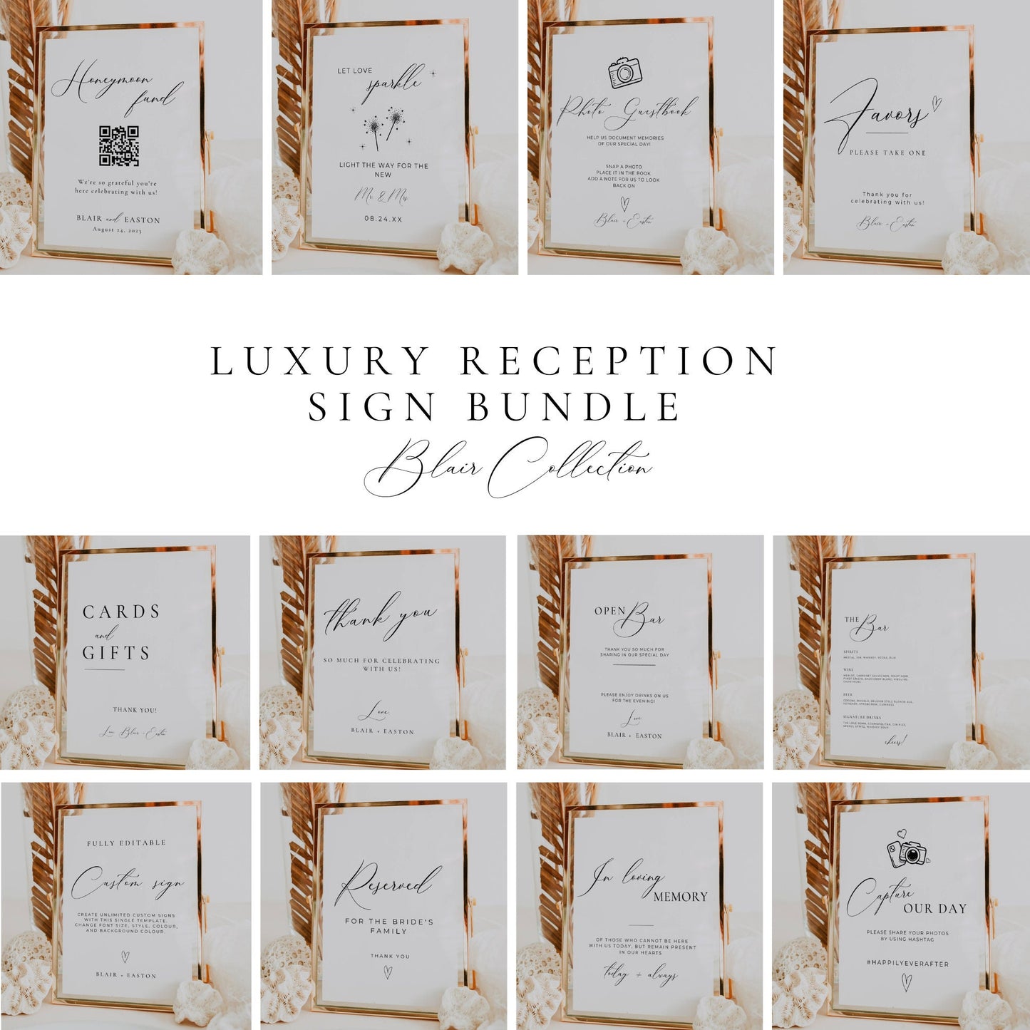 Luxury Wedding Reception Sign Bundle -Blair