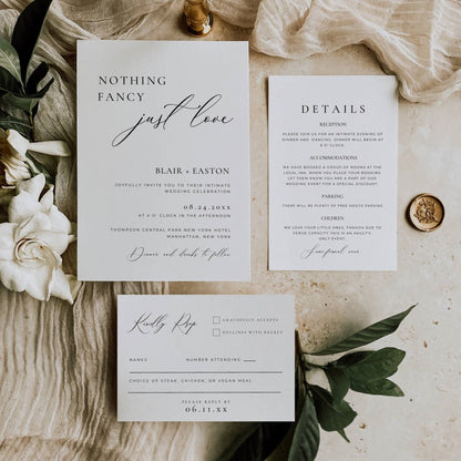 Intimate Wedding Invitation Suite Template -Blair