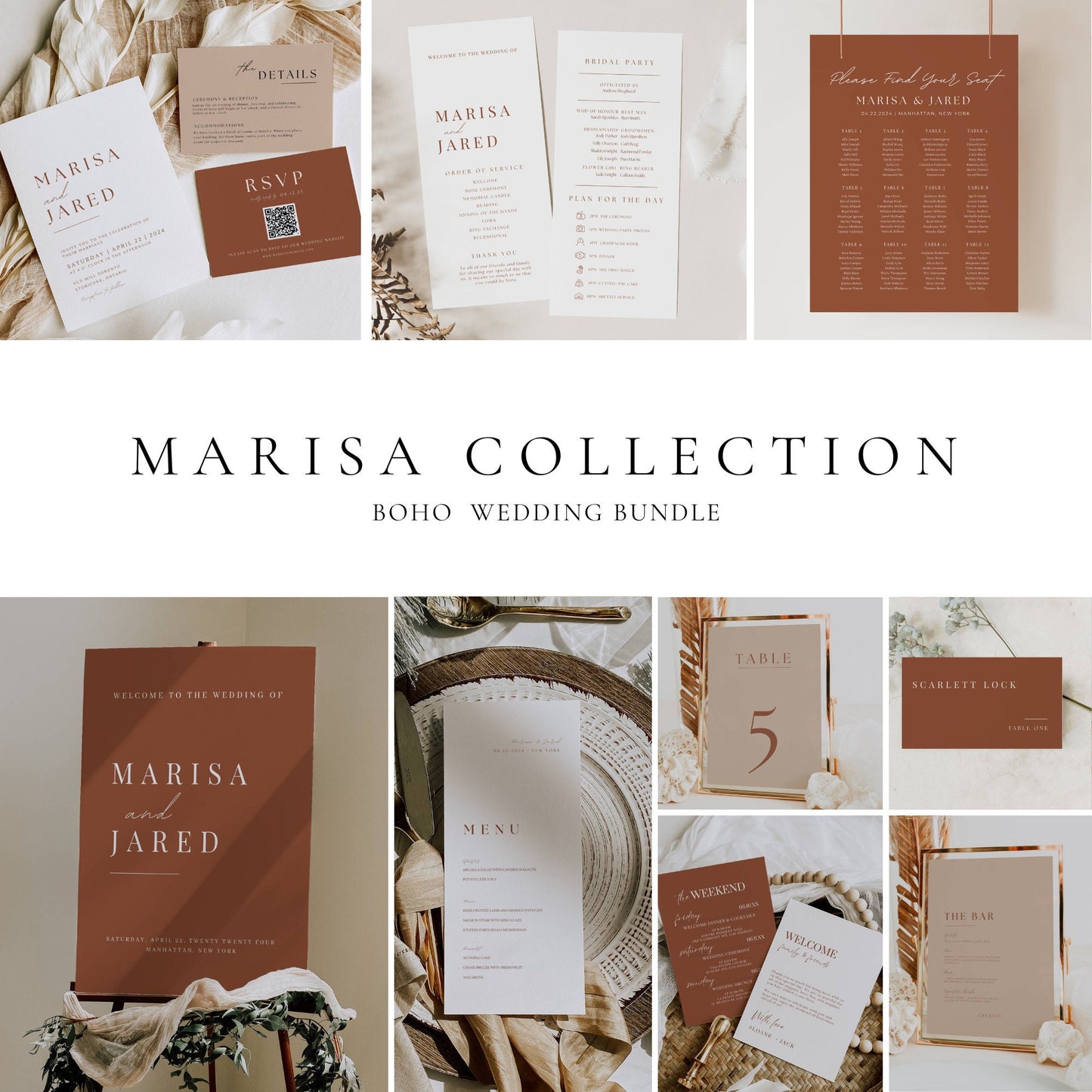 Large Boho Wedding Stationery & Reception Bundle -Marisa