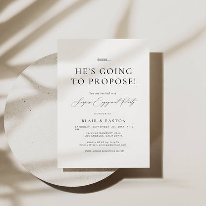 Surprise Engagement Proposal Invitation Template  -Blair