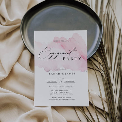 Blush Pink Engagement Invitation Template - Sarah