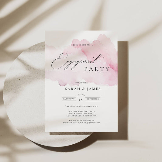 Blush Pink Engagement Invitation Template - Sarah