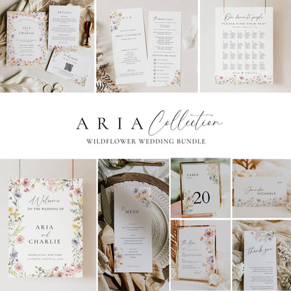 Large Wildflower Wedding Stationery & Reception Bundle -Aria