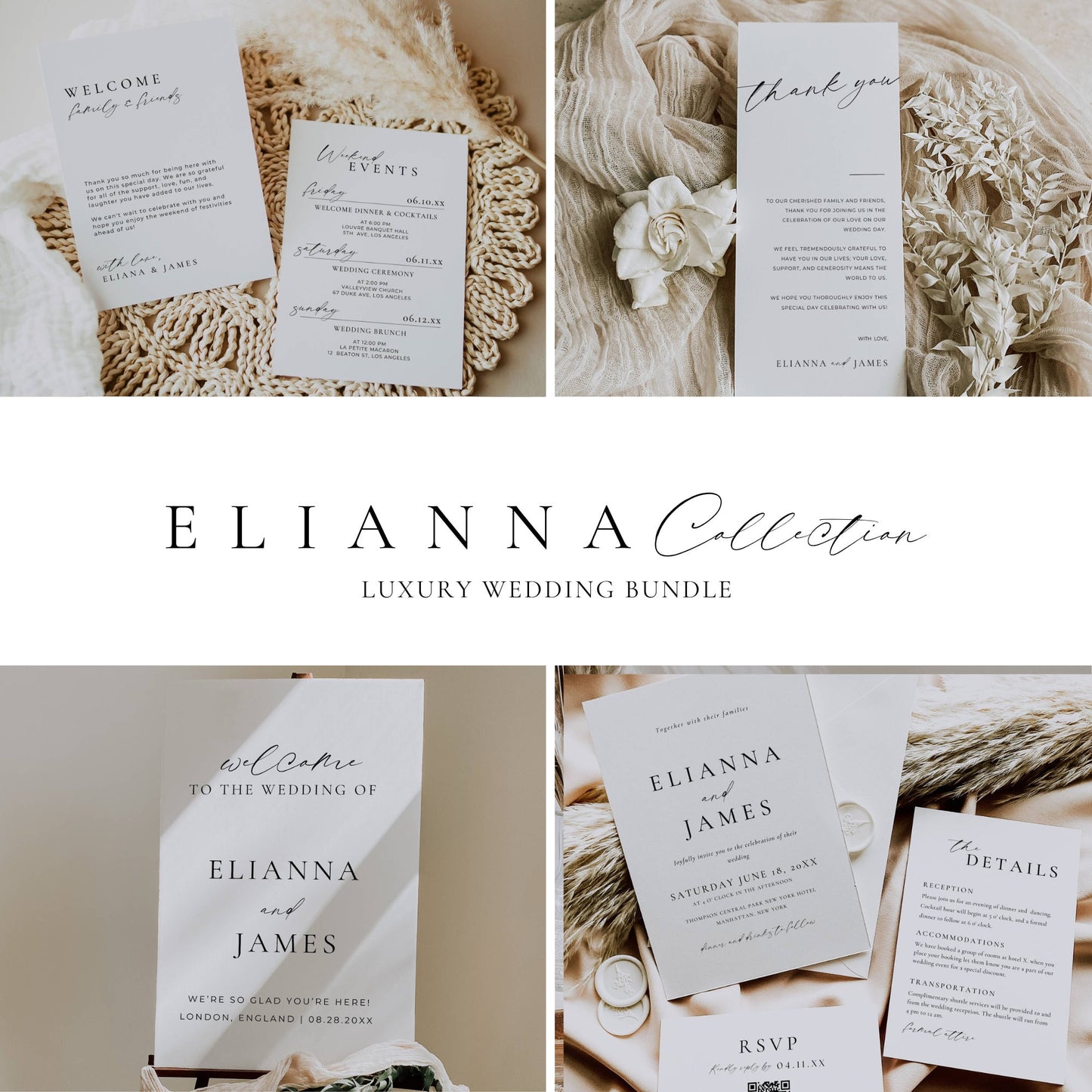 Large Luxury Wedding Stationery & Reception Bundle -Elianna