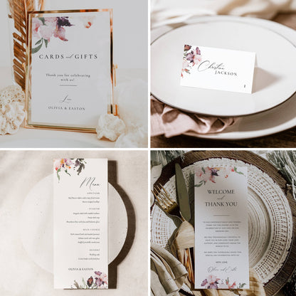 Large Floral Wedding Stationery & Reception Bundle -Olivia