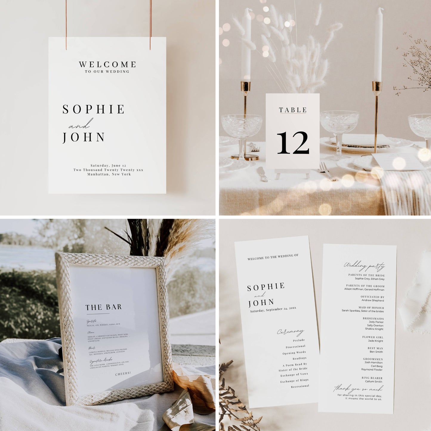 Large Wedding Stationery & Reception Bundle -Sophie