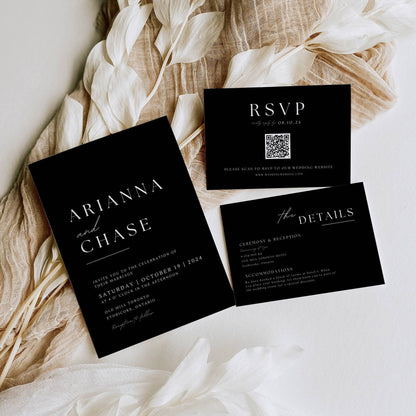 Large Black Wedding Stationery & Reception Bundle -Arianna