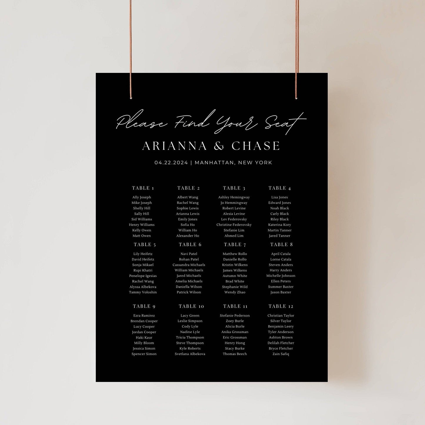 Large Black Wedding Stationery & Reception Bundle -Arianna